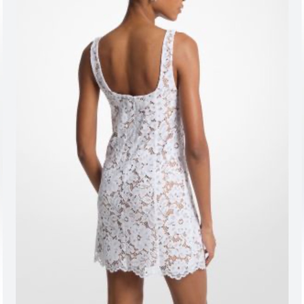 $298 MICHAEL Michael Kors Studded Corded Floral White Lace Mini Dress 0 - Picture 2 of 16